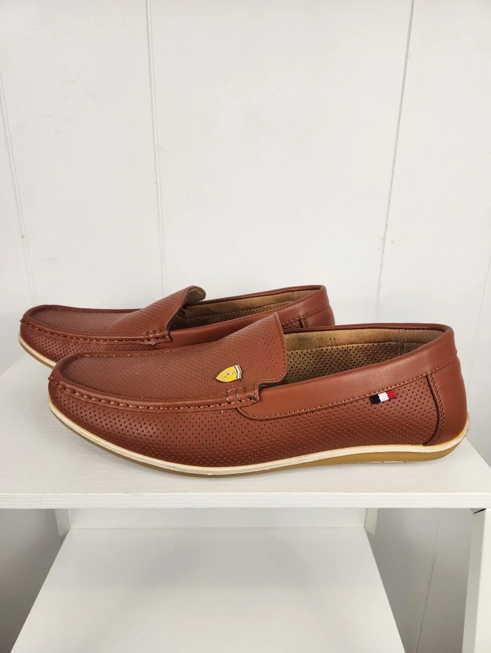 Bruno Marc Brown Perforated Driving Loafers Mens 11 Slip-On Boat Shoes Old Money